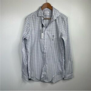 NWT Calvin Klein Button Down Shirt Mens‎ 15 34-35 Blue Plaid L/S 12786.